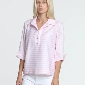 Hinson Wu Pink and White Striped Blouse
